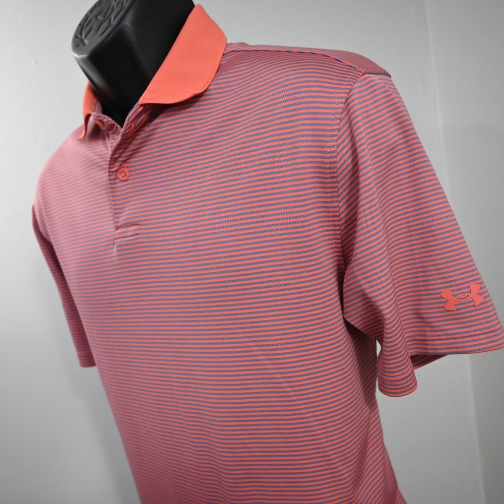 Under‎ Armour Golf Polo Striped HeatGear Loose Short Sleeve Mens Size Medium